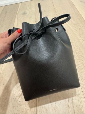 Mansur Gavriel Black Textured Leather Mini Drawstring Bag